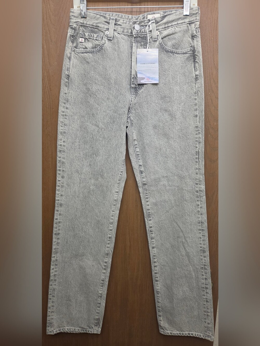 AG Adriano Goldschmied Alexxis Light Gray High Rise Straight Vintage Gray Jean